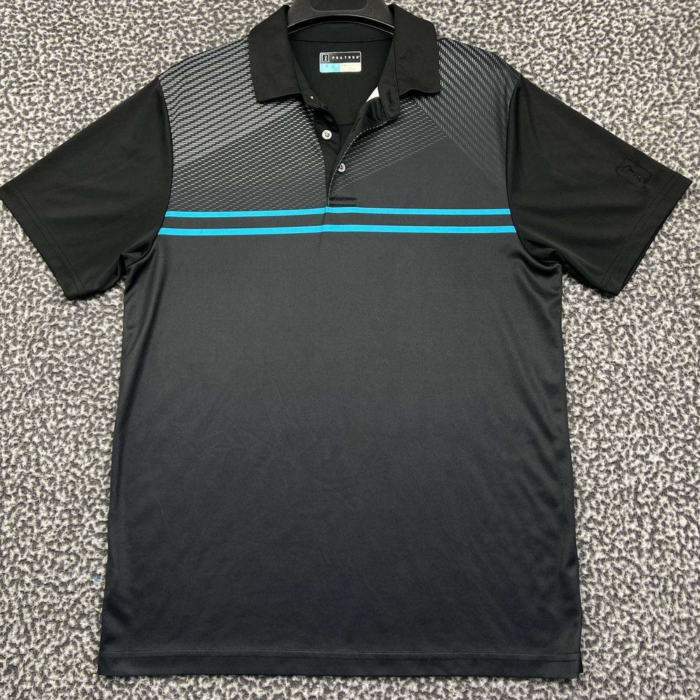 PGA Tour Pro Series Polo Shirt‎ Men Medium Black Short Sleeve Collared M